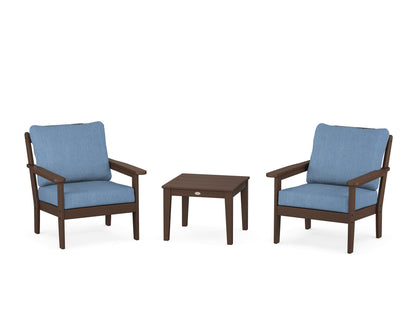 Country Living Cottage 3-Piece Deep Seating Set in Mahogany / Sky Blue