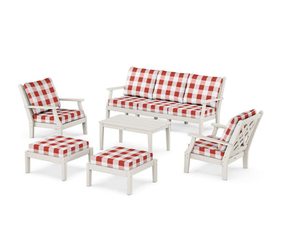 Country Living Wovendale 6-Piece Lounge Sofa Set in Sand / Buffalo Plaid Crimson