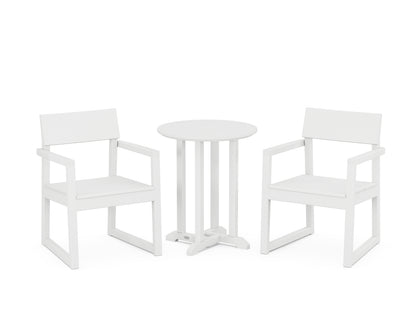 POLYWOOD® EDGE 3-Piece Round Bistro Dining Set in White