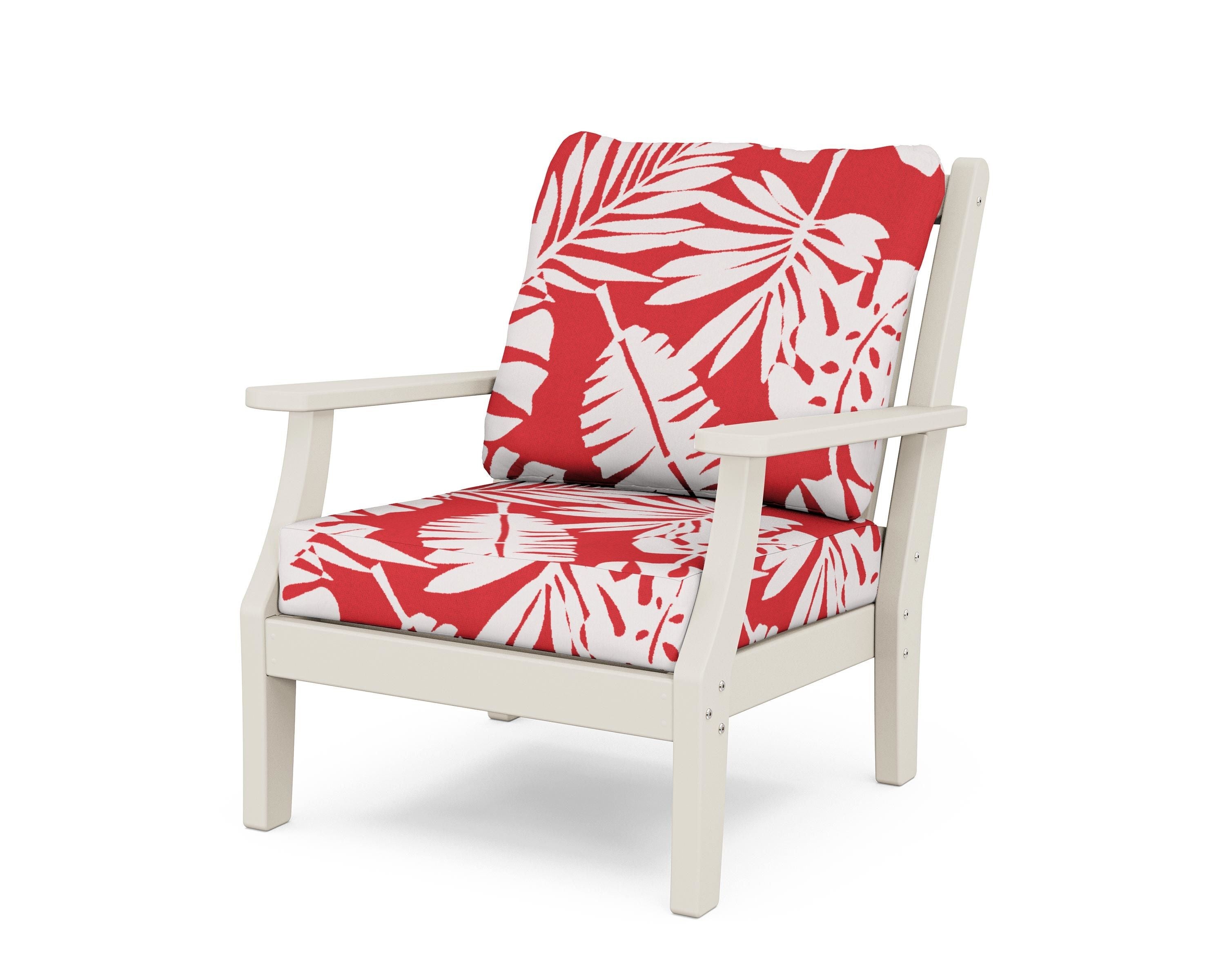 Country Living Wovendale Deep Seating Chair in Sand / Leaf Crimson