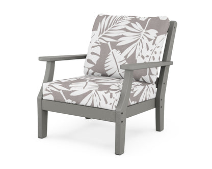 Martha Stewart by POLYWOOD® Chinoiserie Deep Seating Chair in Slate Grey / Leaf Grey Mist