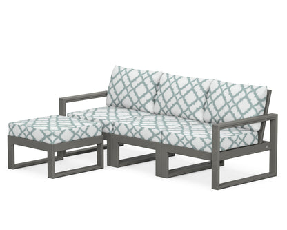 POLYWOOD® EDGE 4-Piece Modular Deep Seating Set with Ottoman in Slate Grey / Trellis Glacier Spa