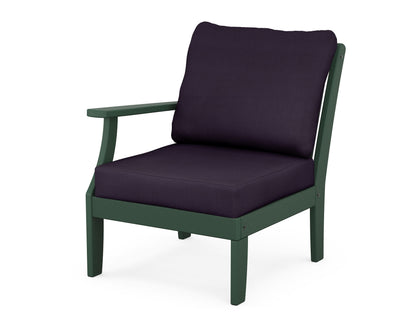 POLYWOOD® Braxton Modular Left Arm Chair in Green / Navy Linen