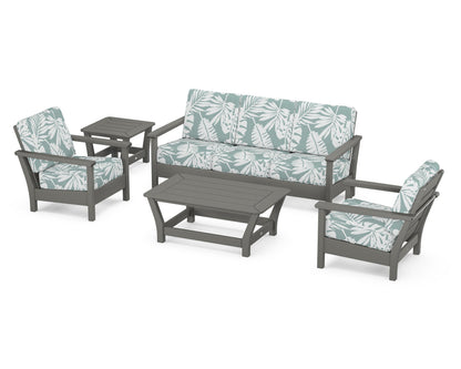 POLYWOOD® Harbour 5-Piece Deep Seating Set in Slate Grey / Leaf Glacier Spa
