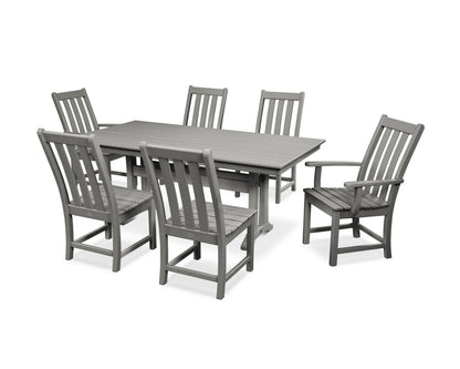 POLYWOOD® Vineyard 7-Piece Farmhouse Dining Set with Trestle Legs in Slate Grey