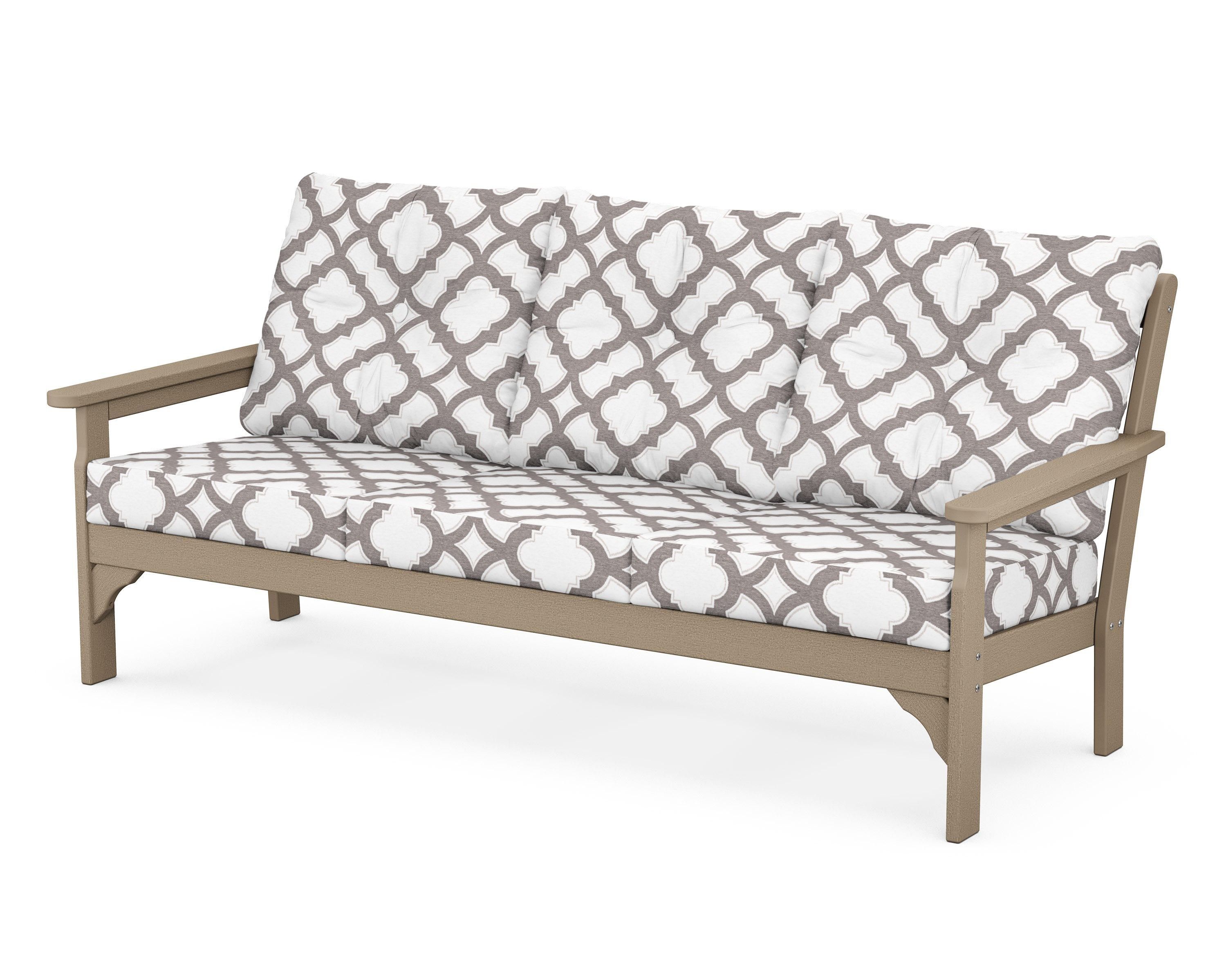 POLYWOOD® Vineyard Deep Seating Sofa in Vintage Sahara / Trellis Grey Mist