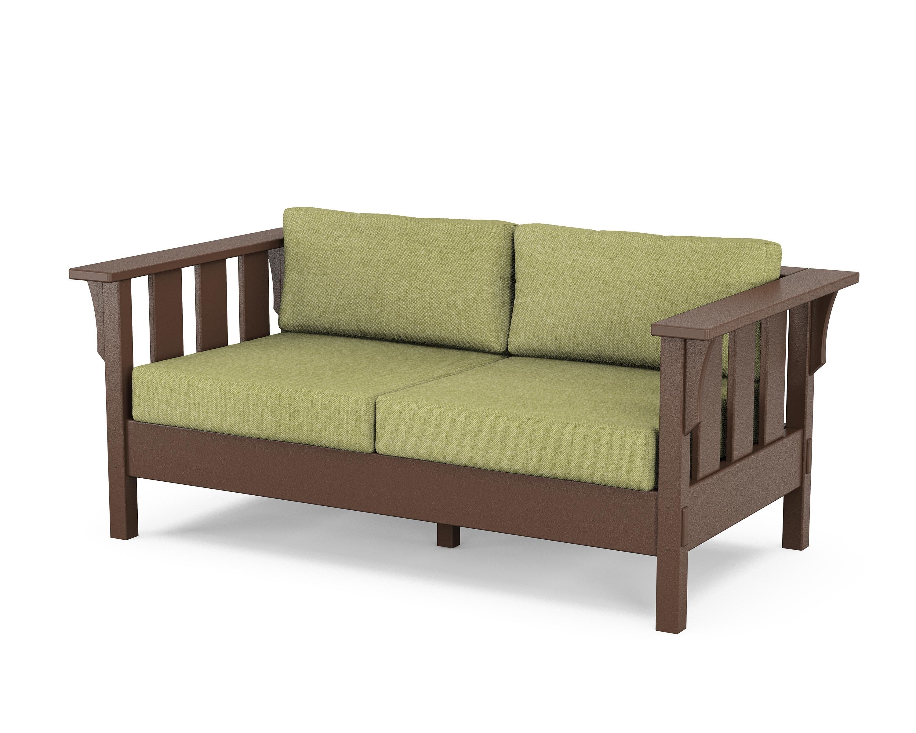 Martha Stewart by POLYWOOD® Acadia Deep Seating Loveseat in Mahogany / Chartreuse Boucle