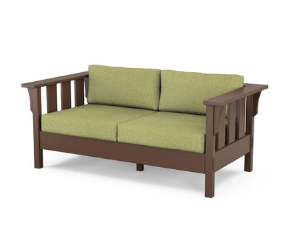 Martha Stewart by POLYWOOD® Acadia Deep Seating Loveseat in Mahogany / Chartreuse Boucle