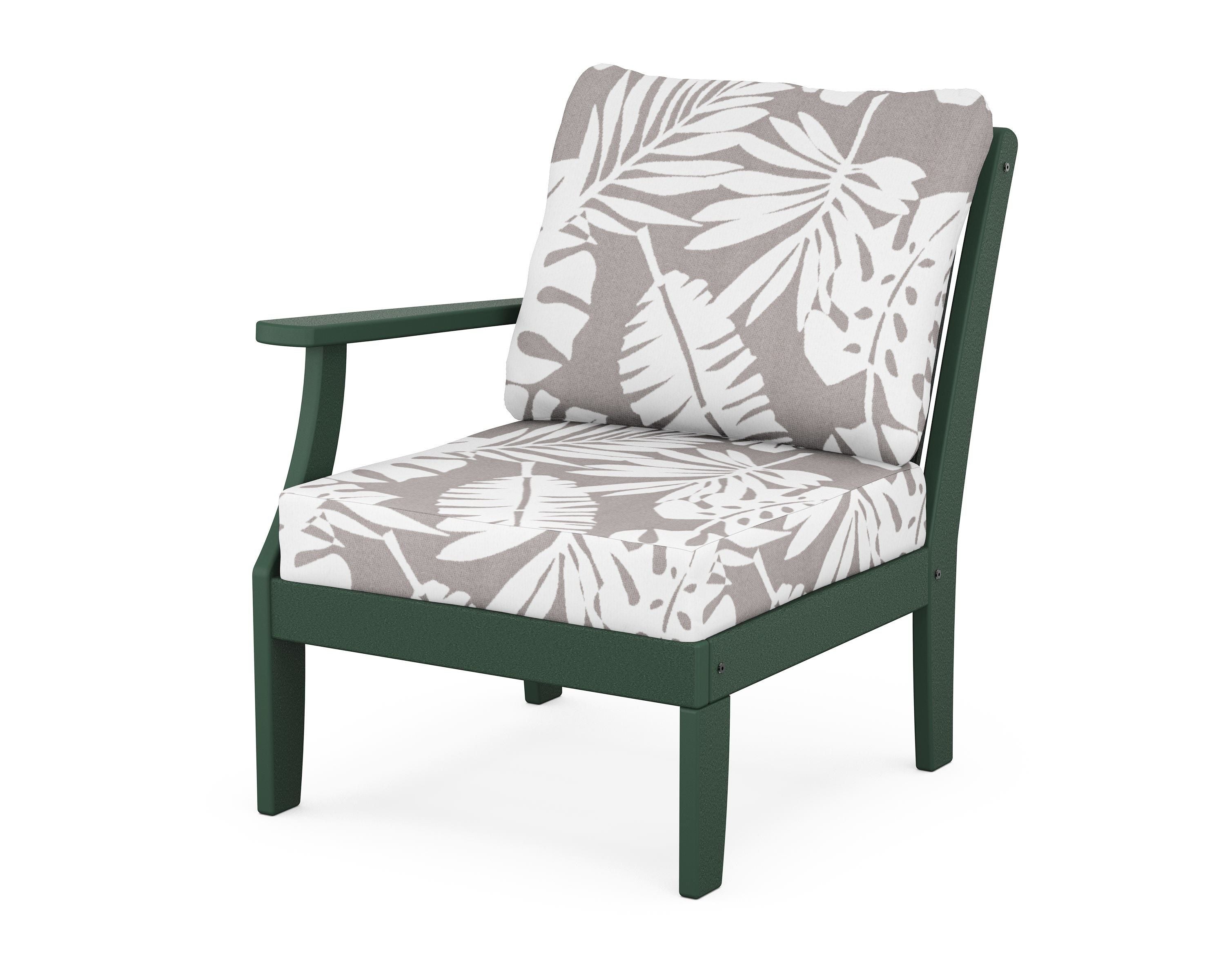POLYWOOD® Braxton Modular Left Arm Chair in Green / Leaf Grey Mist
