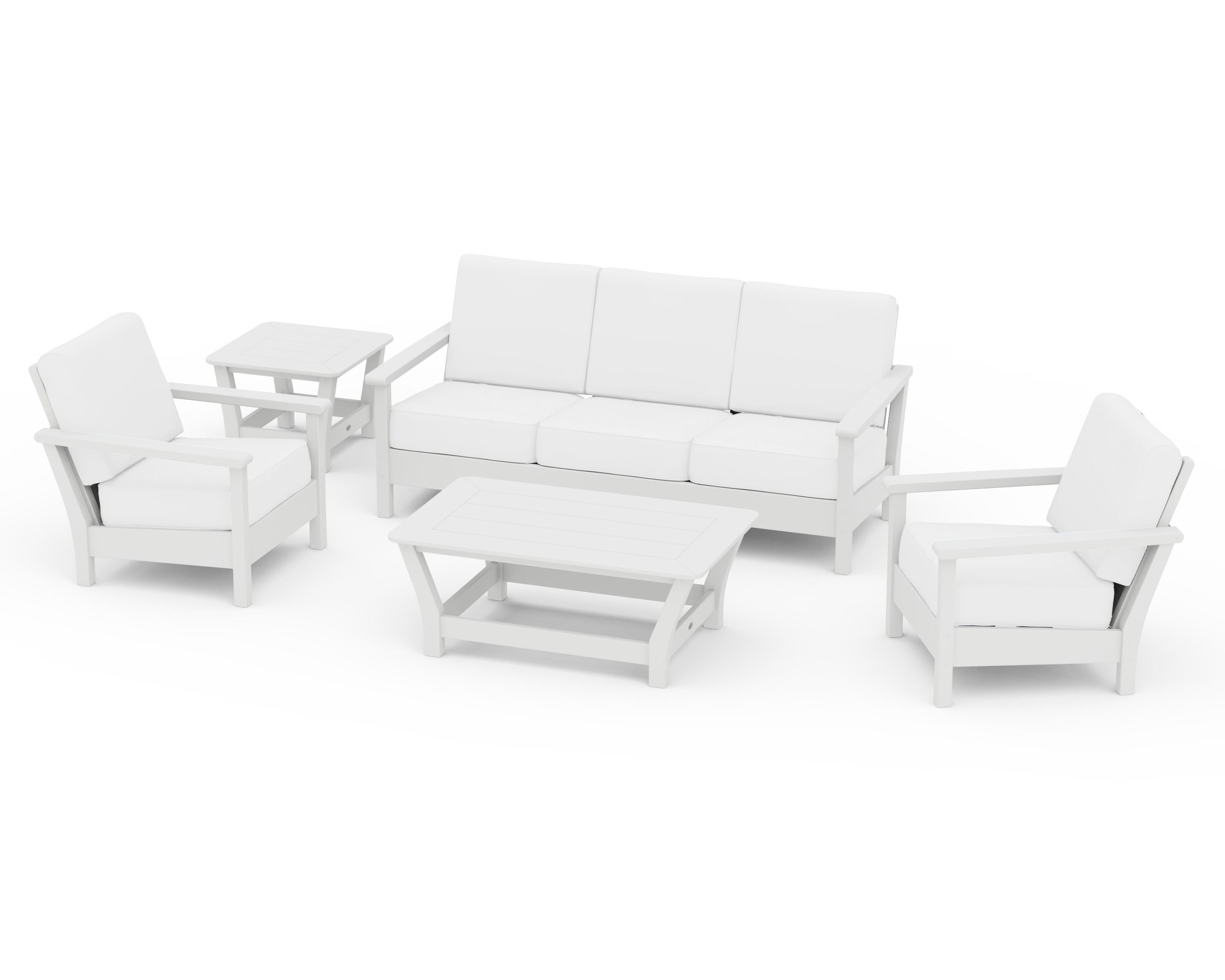 POLYWOOD® Harbour 5-Piece Deep Seating Set in White / Natural