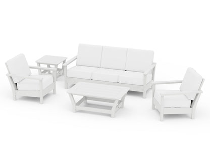 POLYWOOD® Harbour 5-Piece Deep Seating Set in White / Natural