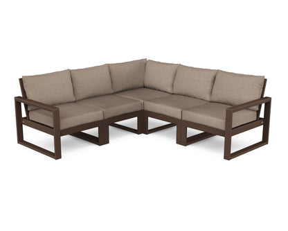 POLYWOOD® EDGE 5-Piece Modular Deep Seating Set in Mahogany / Spiced Burlap