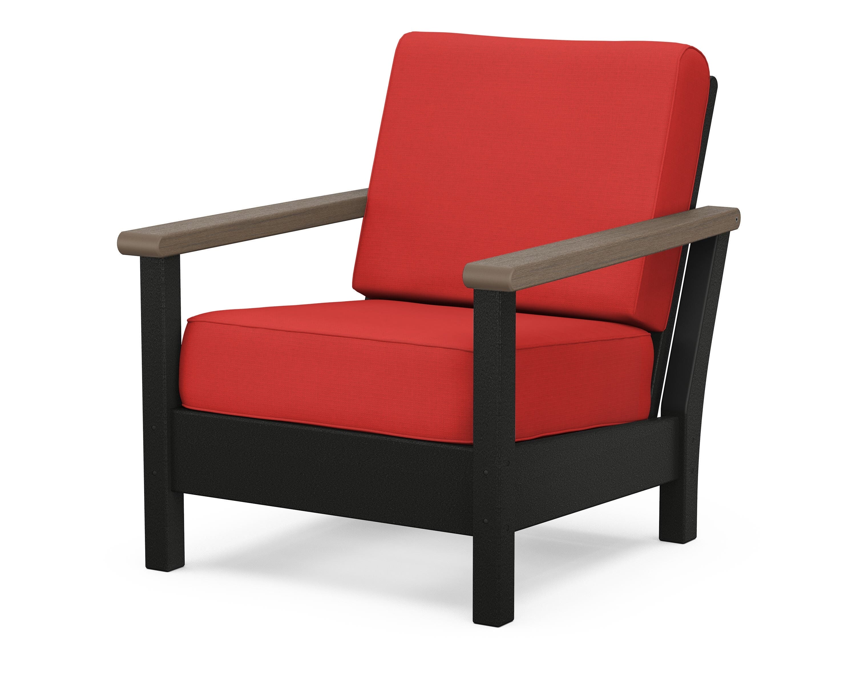 POLYWOOD® Harbour Deep Seating Chair in Black / Kona / Crimson Linen