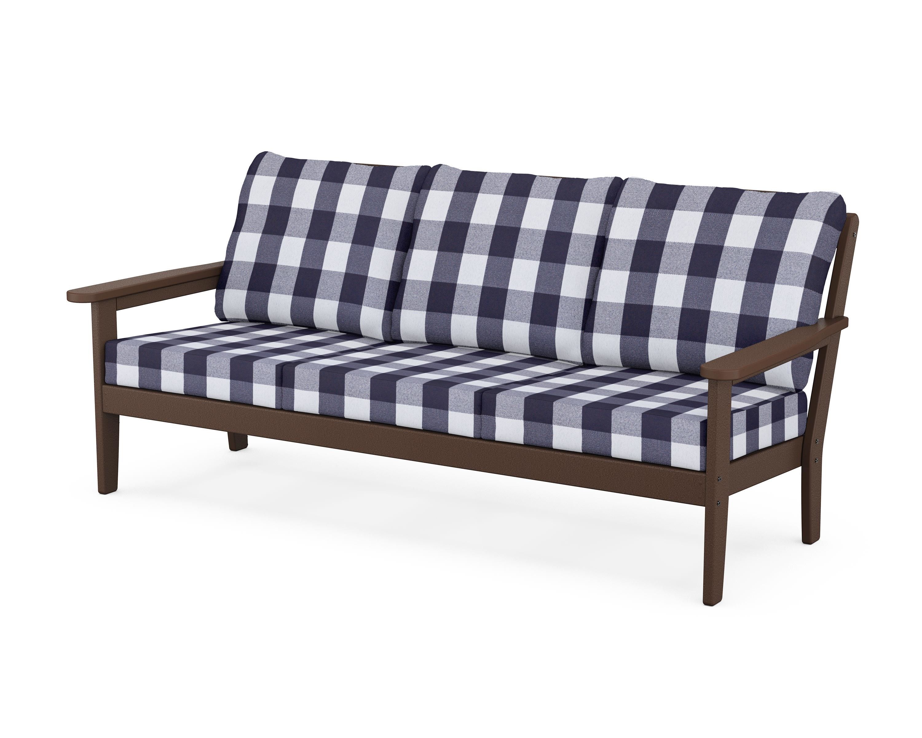 Country Living Cottage Deep Seating Sofa in Mahogany / Buffalo Plaid Navy