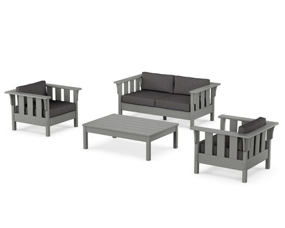 Martha Stewart by POLYWOOD® Acadia 4-Piece Deep Seating Set with Loveseat in Slate Grey / Ash Charcoal
