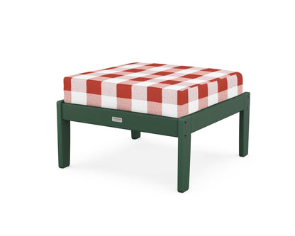Country Living Cottage Deep Seating Ottoman in Green / Buffalo Plaid Crimson