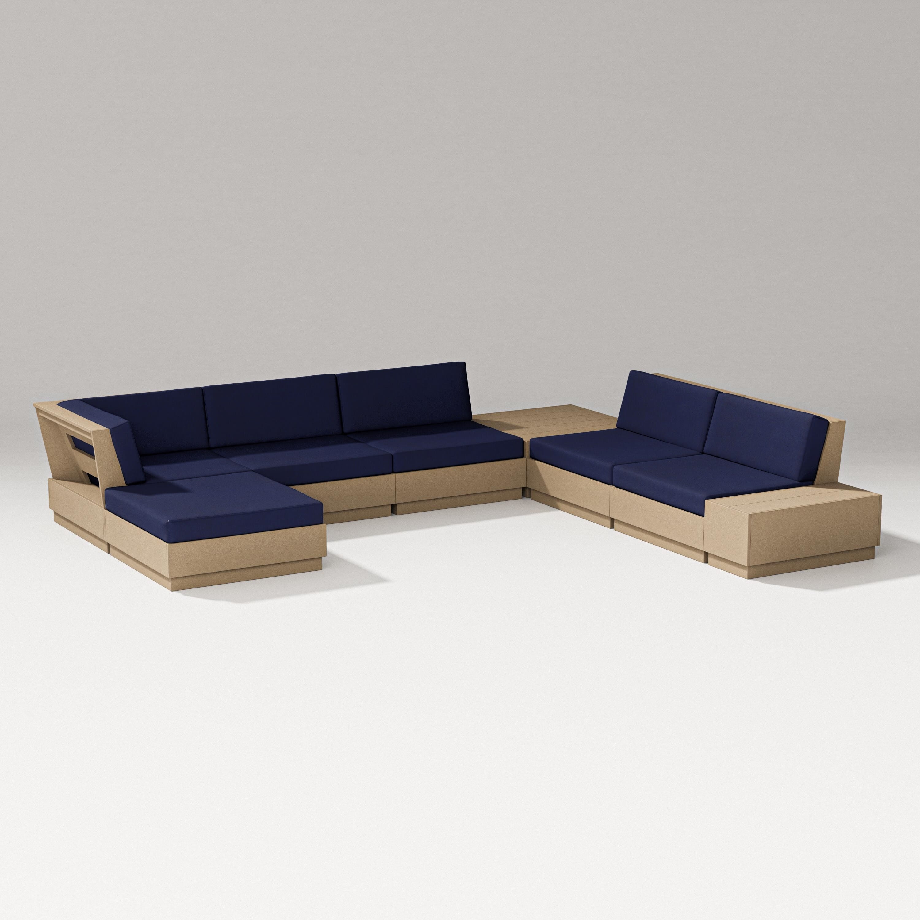 PW Designer Series Elevate 8-Piece Corner Sectional in Vintage Sahara / Navy