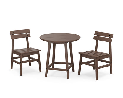 POLYWOOD® Modern Studio Plaza Chair 3-Piece Round Bistro Dining Set in Mahogany