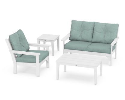 POLYWOOD® Vineyard 4-Piece Deep Seating Set in White / Glacier Spa