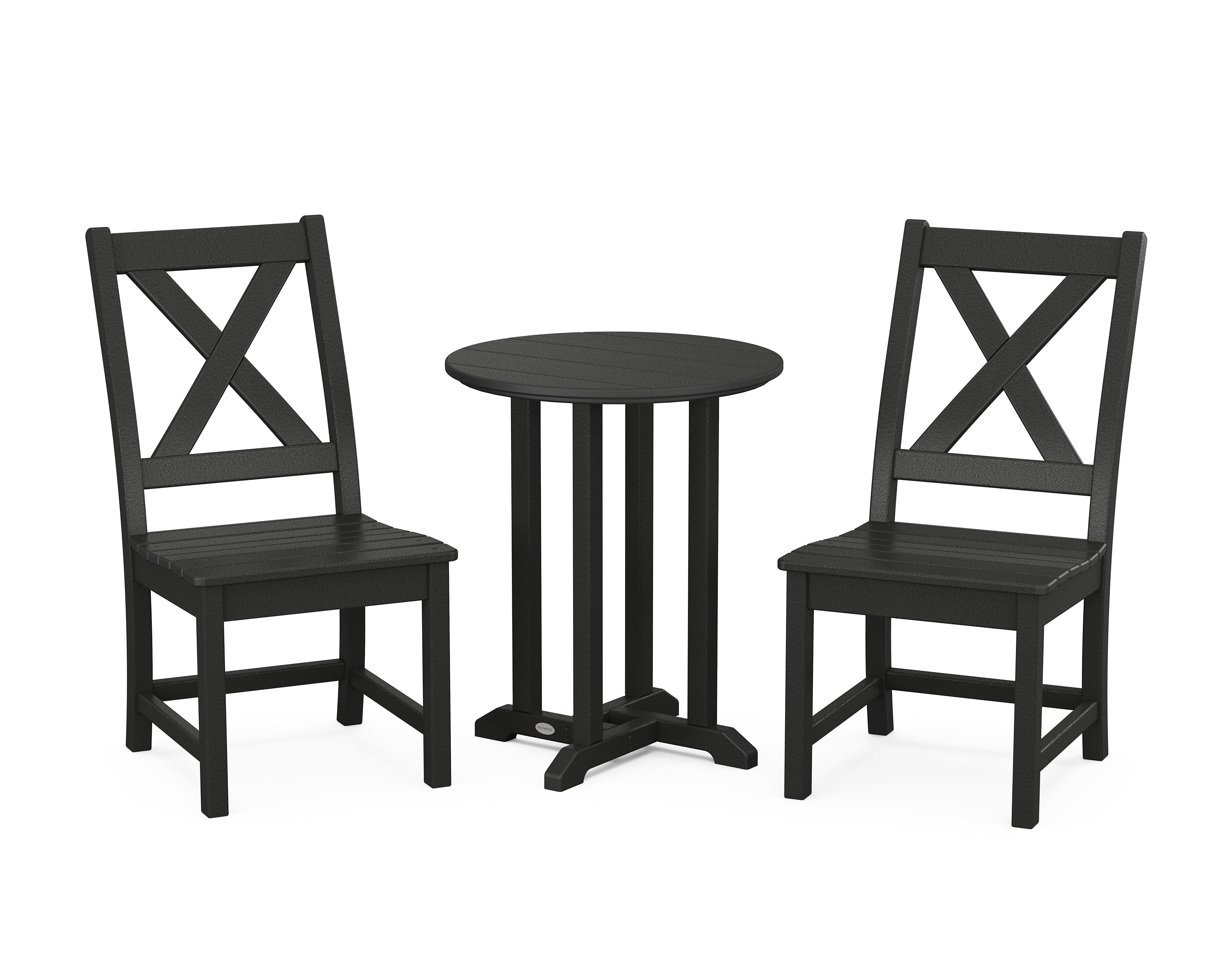 POLYWOOD® Braxton Side Chair 3-Piece Round Bistro Dining Set in Black