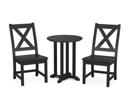 POLYWOOD® Braxton Side Chair 3-Piece Round Bistro Dining Set in Black