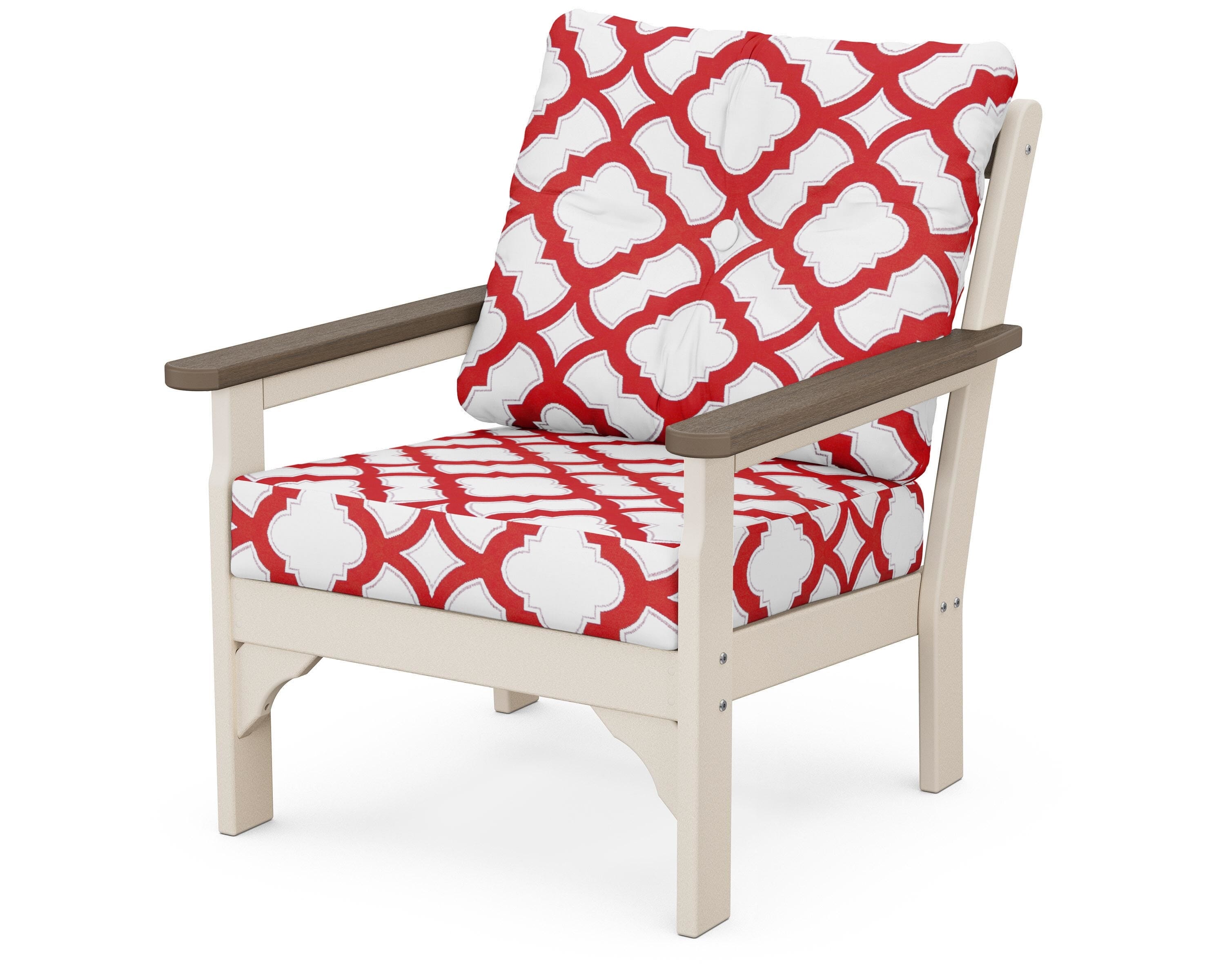 POLYWOOD® Vineyard Deep Seating Chair in Sand / Kona / Trellis Crimson