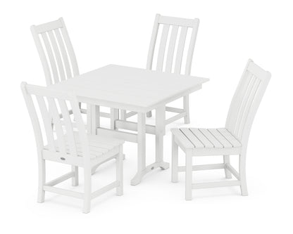 POLYWOOD® Vineyard Side Chair 5-Piece Farmhouse Dining Set in White