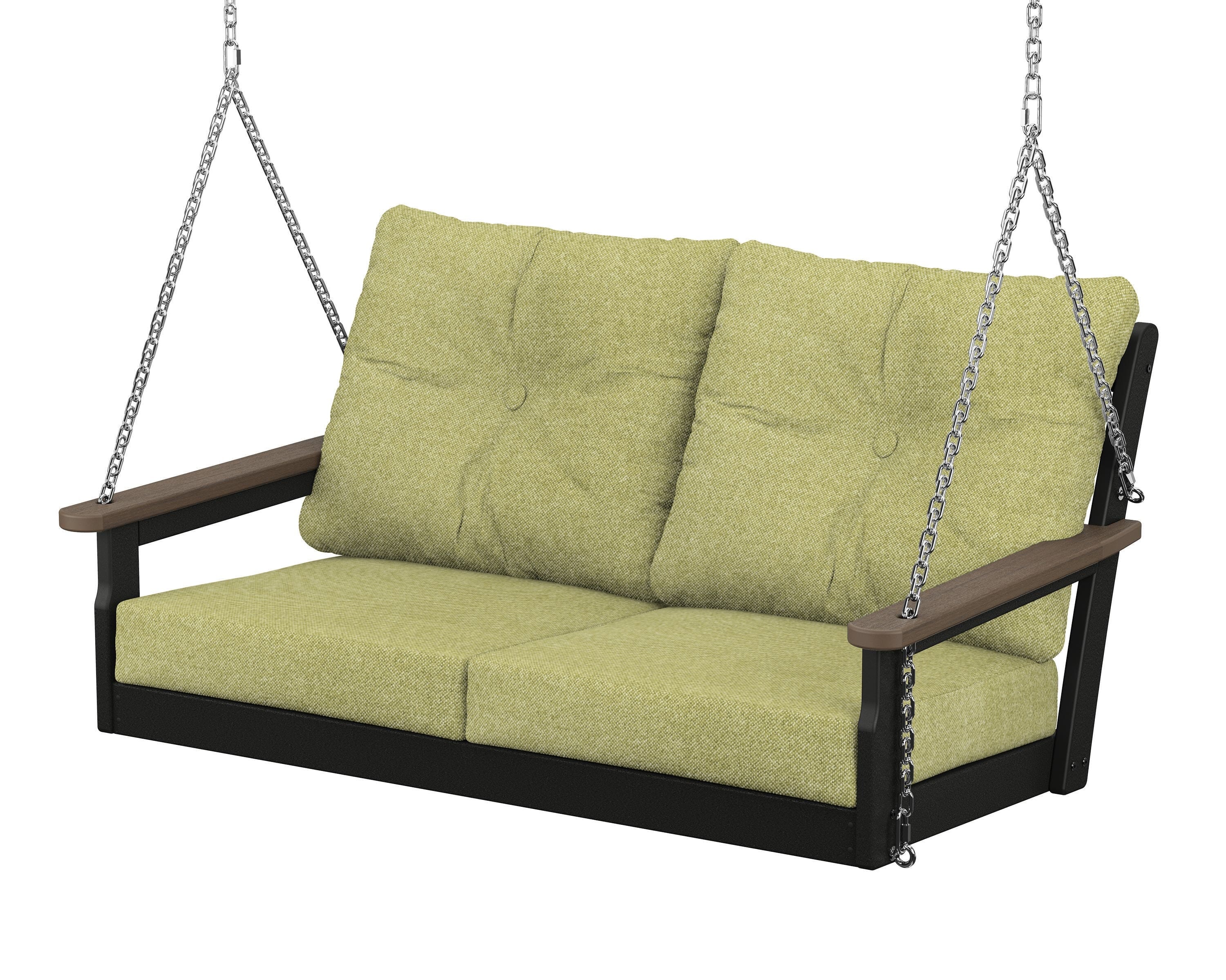 POLYWOOD® Vineyard Deep Seating Swing in Black / Kona / Chartreuse Boucle