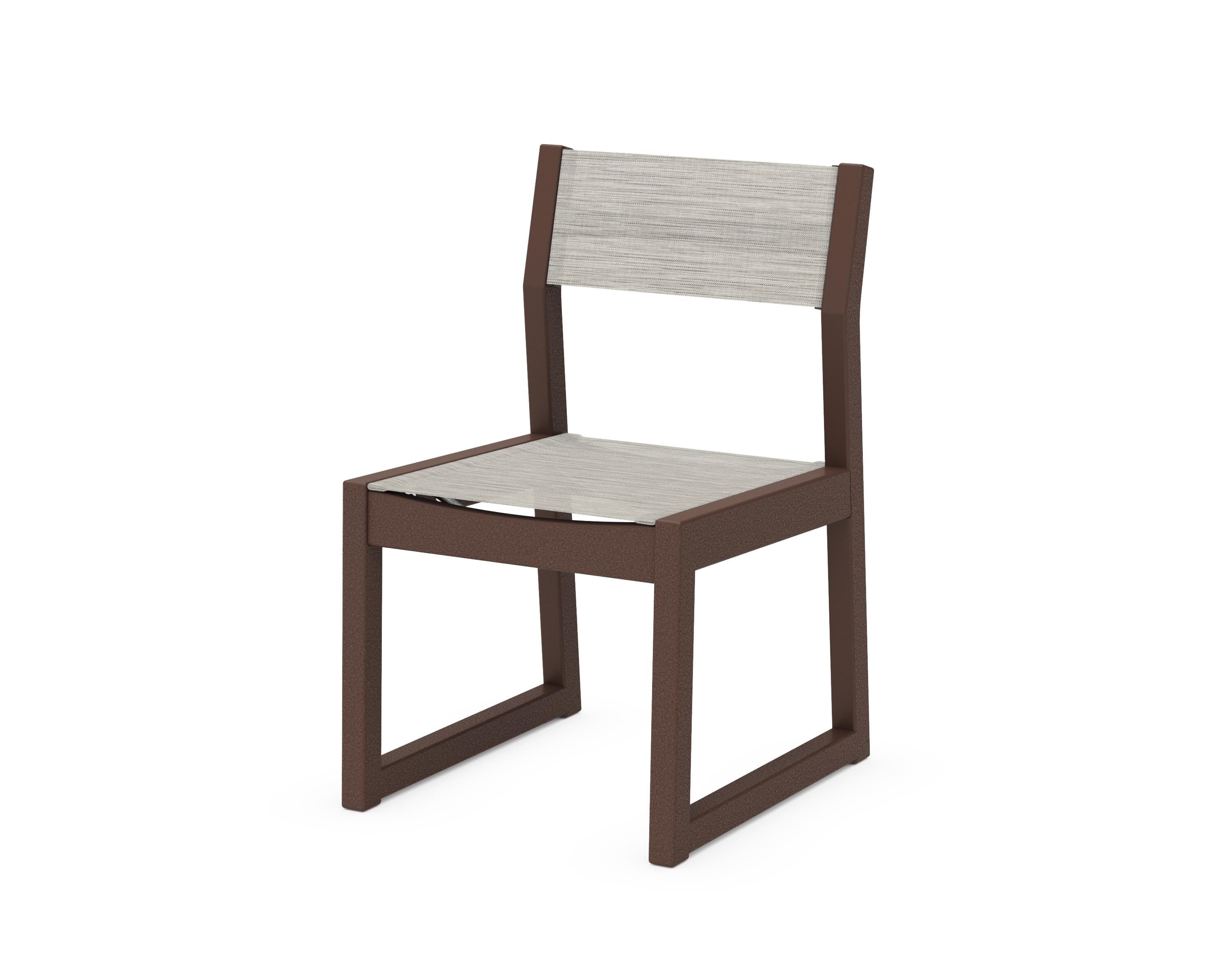 POLYWOOD® EDGE Sling Dining Side Chair in Mahogany / Birch Sling