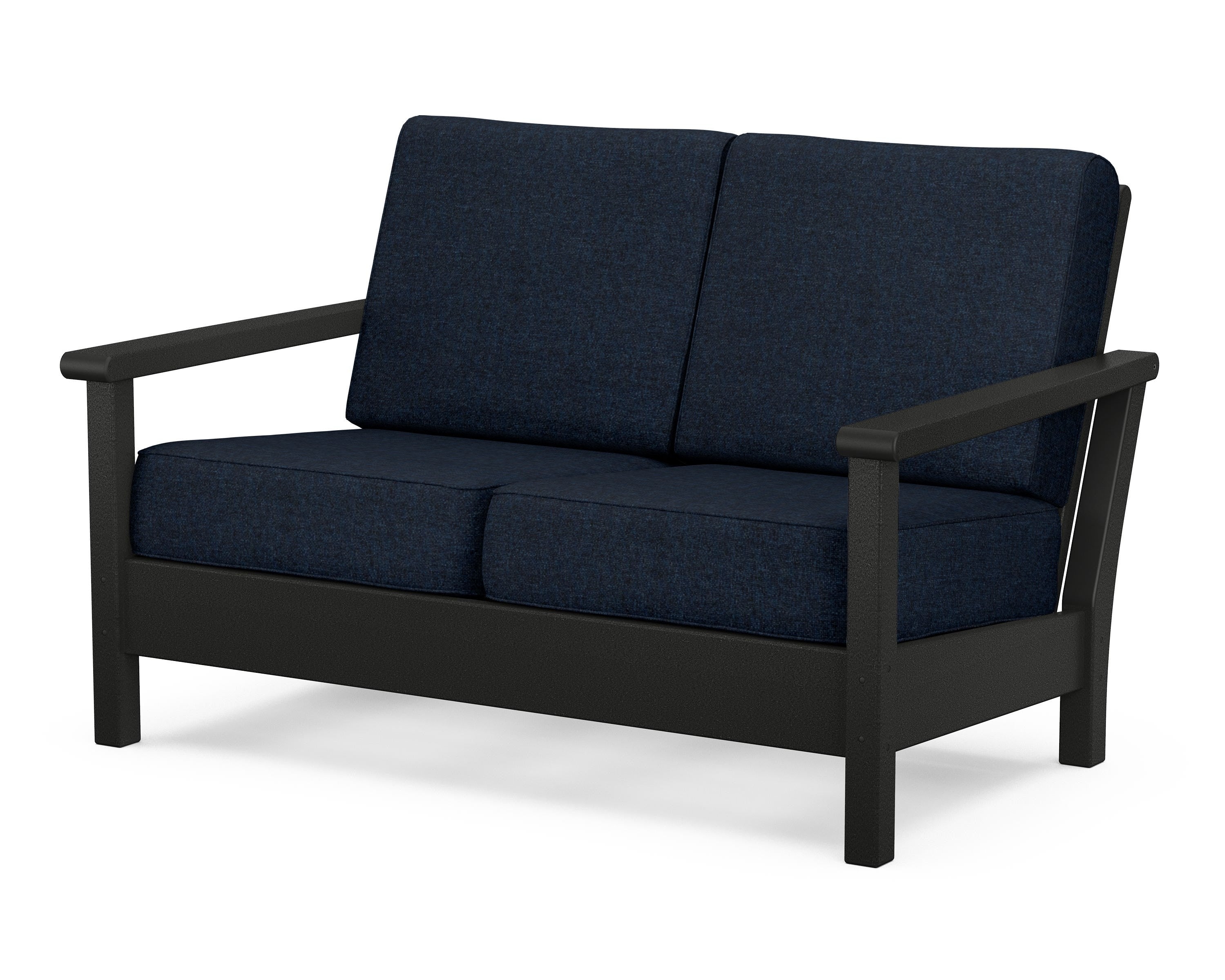 POLYWOOD® Harbour Deep Seating Loveseat in Black / Marine Indigo