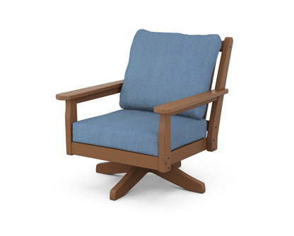 POLYWOOD® Chippendale Deep Seating Swivel Chair in Teak / Sky Blue