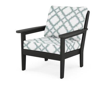 Country Living Cottage Deep Seating Chair in Black / Trellis Glacier Spa