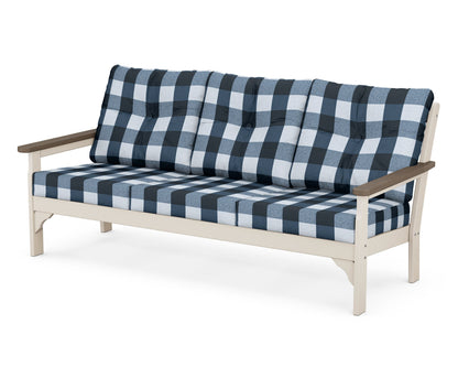 POLYWOOD® Vineyard Deep Seating Sofa in Sand / Kona / Buffalo Plaid Marine Indigo