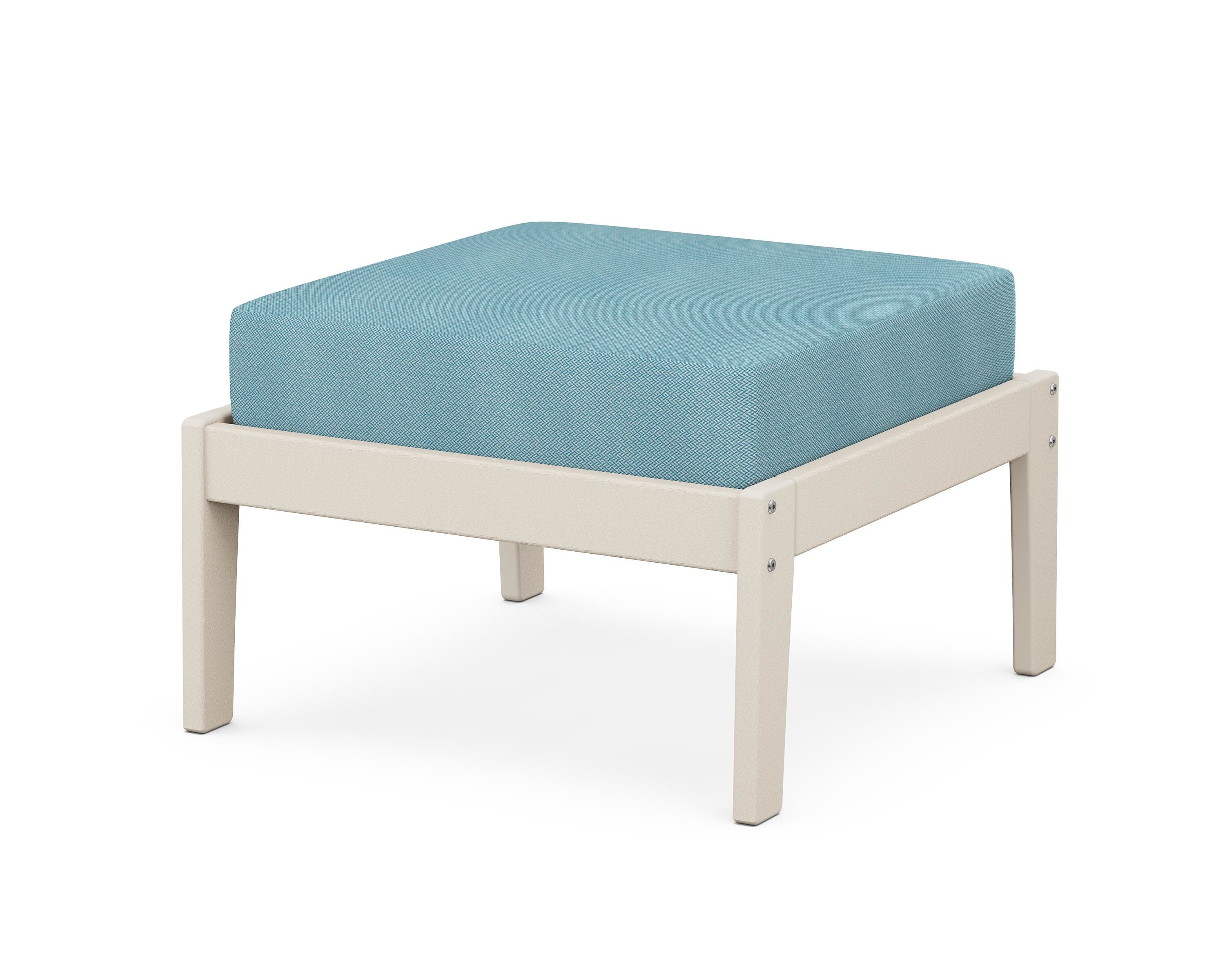 Unbranded Deep Seating Ottoman in Sand / Lattice Sky Blue