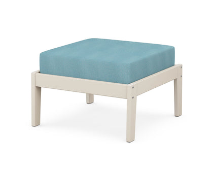Unbranded Deep Seating Ottoman in Sand / Lattice Sky Blue
