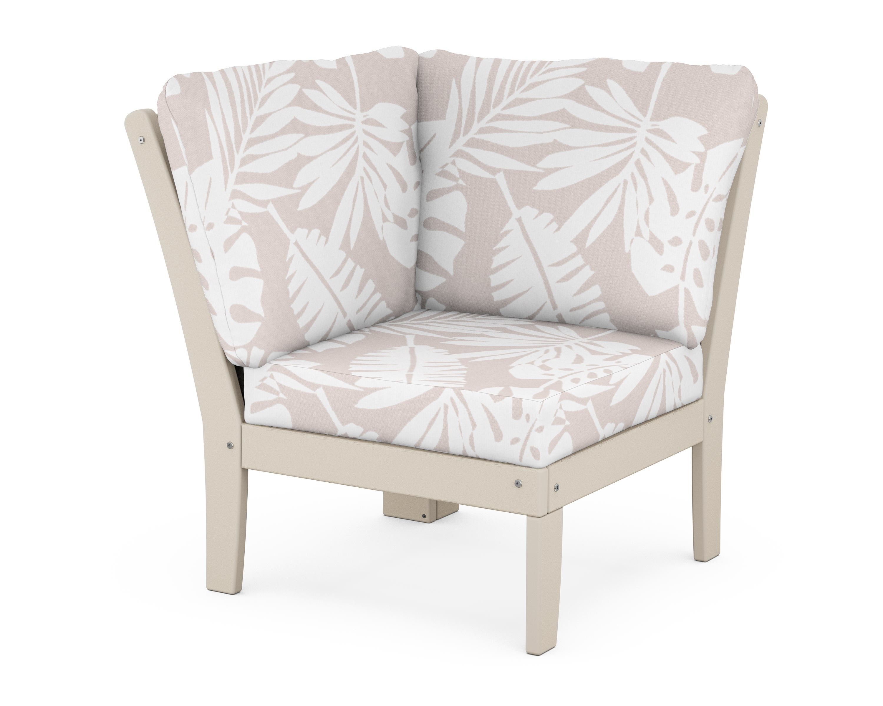 POLYWOOD® Braxton Modular Corner Chair in Sand / Leaf Dune Burlap