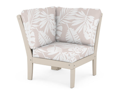 POLYWOOD® Braxton Modular Corner Chair in Sand / Leaf Dune Burlap