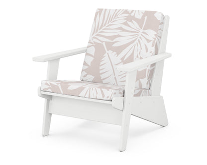 POLYWOOD® Riviera Modern Lounge Chair in White / Leaf Dune Burlap