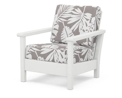 POLYWOOD® Harbour Deep Seating Chair in White / Leaf Grey Mist