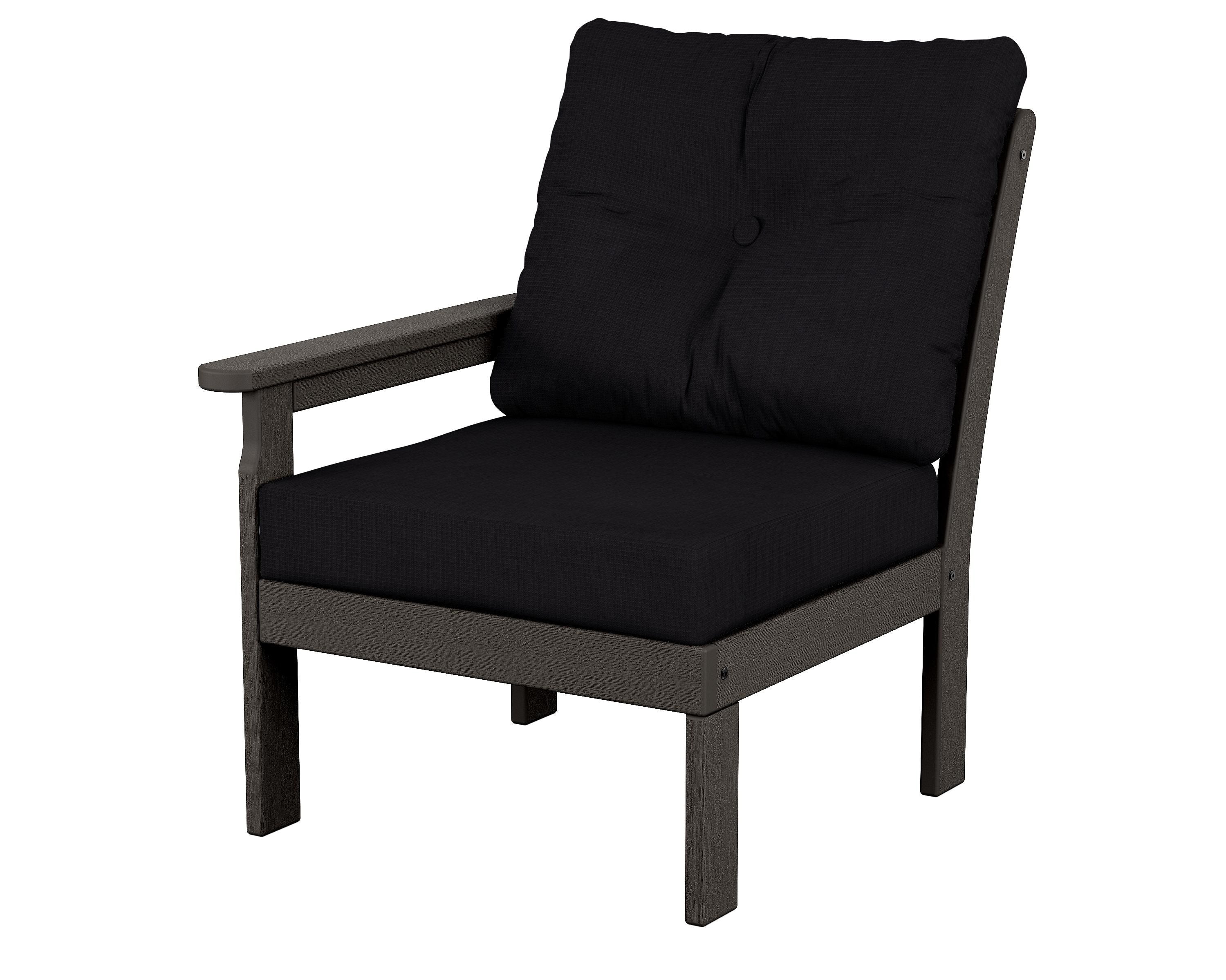 POLYWOOD® Vineyard Modular Left Arm Chair in Vintage Coffee / Midnight Linen