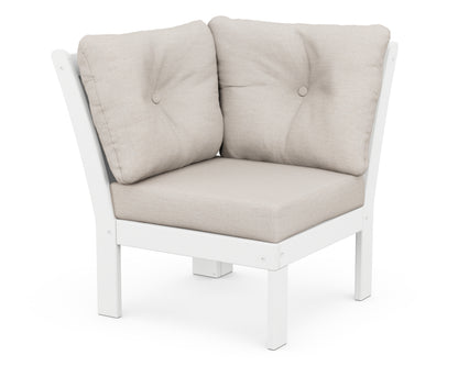 POLYWOOD® Vineyard Modular Corner Chair in White / Cast Ash