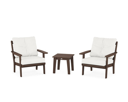 POLYWOOD® Prairie 3-Piece Deep Seating Set in Mahogany / Natural Linen