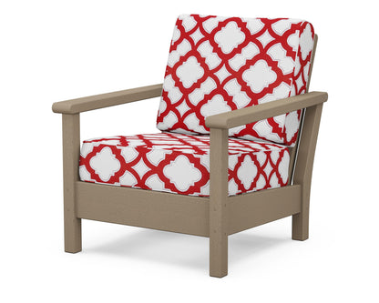 POLYWOOD® Harbour Deep Seating Chair in Vintage Sahara / Trellis Crimson
