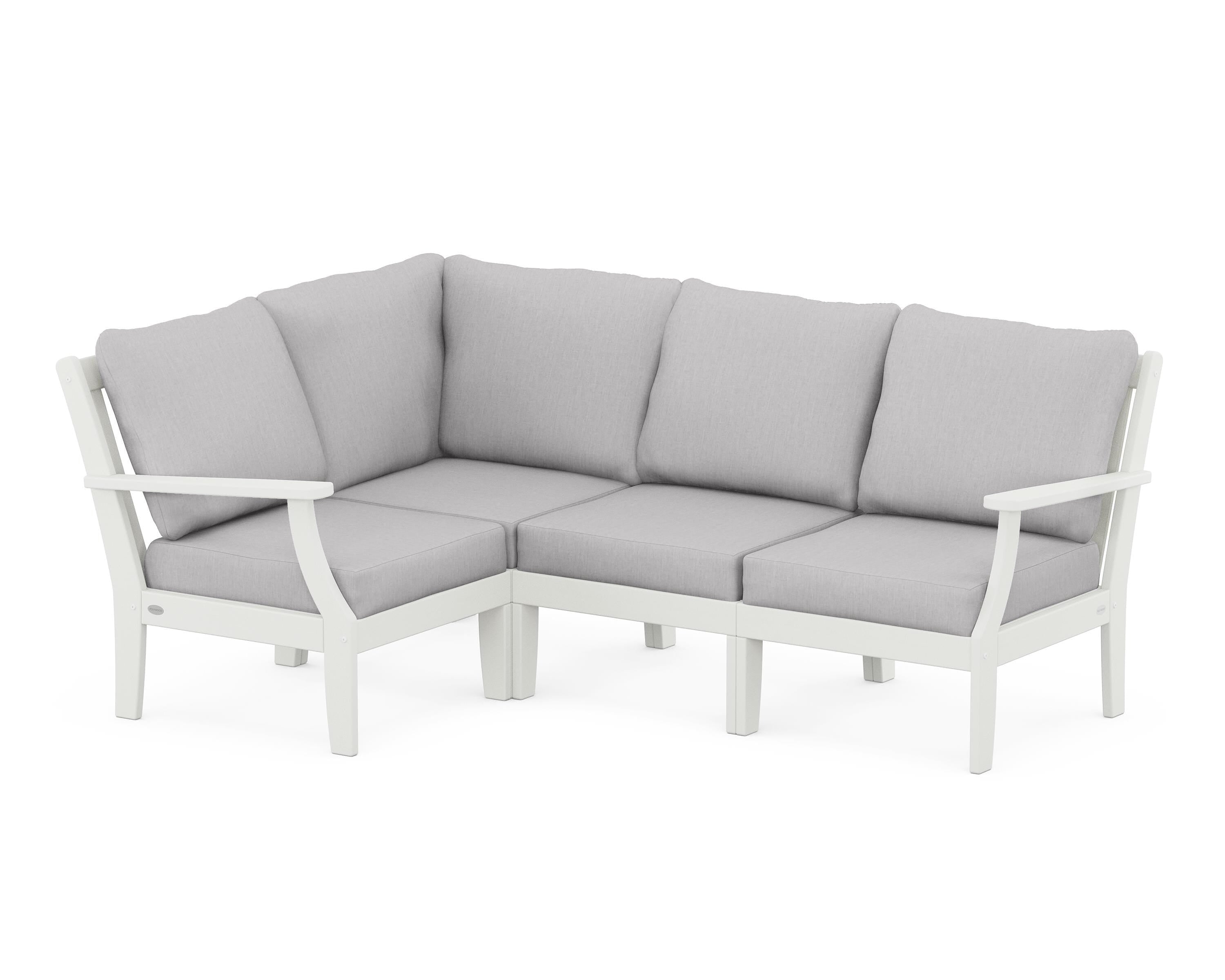POLYWOOD® Braxton Modular 4-Piece Deep Seating Set in Vintage White / Granite