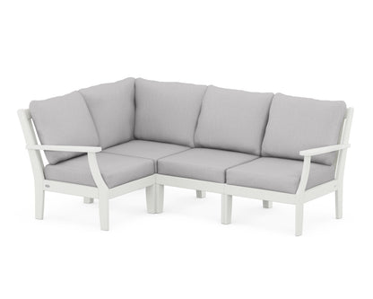 POLYWOOD® Braxton Modular 4-Piece Deep Seating Set in Vintage White / Granite