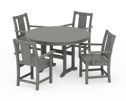 POLYWOOD® Prairie 5-Piece Round Farmhouse Dining Set in Slate Grey