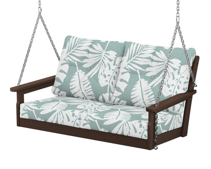 POLYWOOD® Vineyard Deep Seating Swing in Mahogany / Leaf Glacier Spa