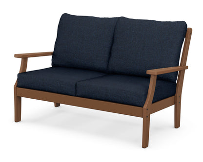 POLYWOOD® Braxton Deep Seating Loveseat in Teak / Marine Indigo