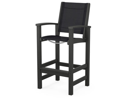POLYWOOD® Coastal Bar Chair in Black / Black Sling