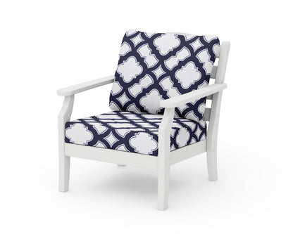 Draper James™ by  POLYWOOD® Savannah Deep Seating Chair in White / Trellis Navy